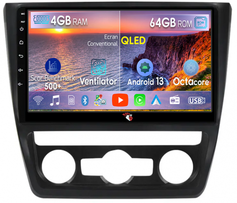 Yeti - Navigatie dedicata Skoda Yeti 5L 2009-2014, 4GB RAM 64GB ROM, Octacore, Android 13, Display QLED 10", DSP, Carplay, Android Auto, Internet, Youtube, Waze, WIFI, Bluetooth
