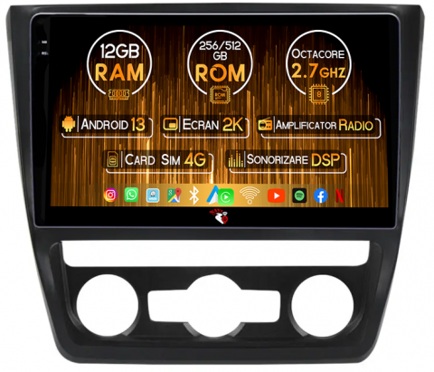 Skoda - Navigatie dedicata Skoda Yeti 5L 2009-2014, 12GB RAM 256GB ROM, Android 13, Rezolutie 2K, Display QLED, 10", DSP, Carplay, Android Auto, Internet, Youtube, Waze, Wi Fi, USB