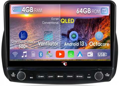 Mercedes-Benz - Navigatie dedicata Smart 2014-2020 cu butoane rotative model 2024, 4 GB RAM 64 ROM, Quadcore, Android 13, Display QLED, 10", DSP, Carplay, Android Auto, Internet, Youtube , Waze , WI-FI