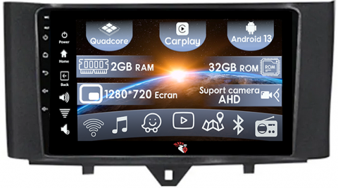 Mercedes-Benz - (Resigilata) Navigatie dedicata Smart Fortwo 2011-2015, 2GB RAM 32GB ROM, Quad Core, Display 9" IPS Full HD, Carplay, Android 13, Bluetooth, Magazin Play, Suport camere AHD