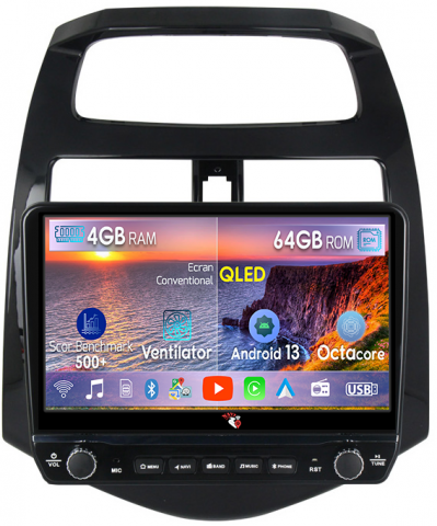 Spark 2010-2014 - Navigatie dedicata Spark 2010-2014 cu butoane rotative model 2024, 4 GB RAM 64 ROM, Quadcore, Android 13, Display QLED, 9", DSP, Carplay, Android Auto, Internet, Youtube , Waze , WI-FI