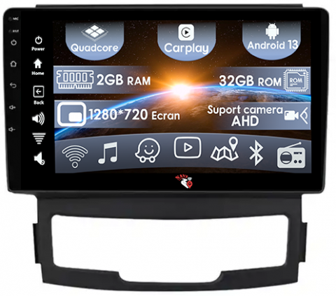 SsangYong - (Resigilata) Navigatie dedicata Ssangyong Korando 2010-2013, 2GB RAM 32GB ROM, Quad Core, Display 9" IPS Full HD, Carplay, Android 13, Bluetooth, Magazin Play, Suport camere AHD