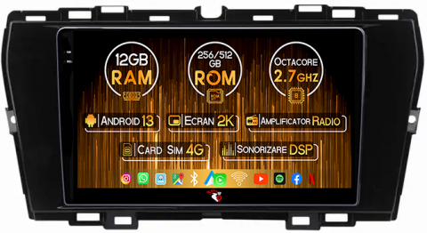 SsangYong - Navigatie dedicata SsangYong Tivoli 2019-2021, 12GB RAM 256GB ROM, Android 13, Rezolutie 2K, Display QLED, 9", DSP, Carplay, Android Auto, Internet, Youtube, Waze, Wi Fi, USB