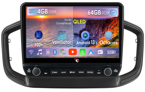 Strada 2020-2021 - Navigatie dedicata Strada 2020-2021 cu butoane rotative model 2024, 4 GB RAM 64 ROM, Quadcore, Android 13, Display QLED, 9", DSP, Carplay, Android Auto, Internet, Youtube , Waze , WI-FI