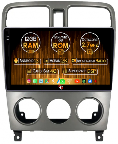Subaru - Navigatie dedicata Subaru Forester 2004-2008 , 12GB RAM 256GB ROM, Android 13, Rezolutie 2K, Display QLED, 9", DSP, Carplay, Android Auto, Internet, Youtube, Waze, Wi Fi, USB