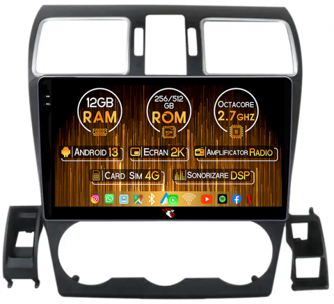 Subaru - Navigatie dedicata Subaru Forester 2015-2017, 12GB RAM 256GB ROM, Android 13, Rezolutie 2K, Display QLED, 9", DSP, Carplay, Android Auto, Internet, Youtube, Waze, Wi Fi, USB