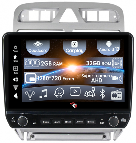 Peugeot 307 - Navigatie dedicata Peugeot 307 2004-2013 cu butoane rotative model 2024, 9 Inch, 2GB RAM 32GB ROM, Quadcore, Android 13, WiFi, Bluetooth, Magazin Play