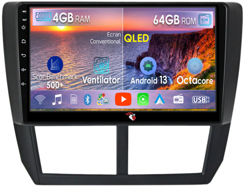 Subaru - Navigatie dedicata Subaru Forester 3 2007-2013, 4GB RAM 64GB ROM, Octacore, Android 13, Display QLED 9", DSP, Carplay, Android Auto, Internet, Youtube, Waze, WIFI, Bluetooth