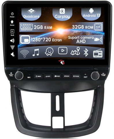 Peugeot 207 - Navigatie dedicata Peugeot 207 2006-2015 cu butoane rotative model 2024, 9 Inch, 2GB RAM 32GB ROM, Quadcore, Android 13, WiFi, Bluetooth, Magazin Play
