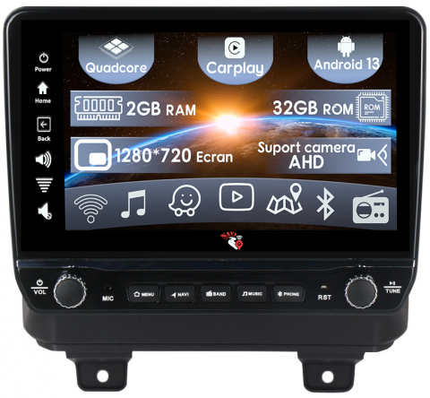 Navigatii Dedicate - Navigatie dedicata Wrangler 2018-2019 cu butoane rotative model 2024, 9 Inch, 2GB RAM 32GB ROM, Quadcore, Android 13, WiFi, Bluetooth, Magazin Play