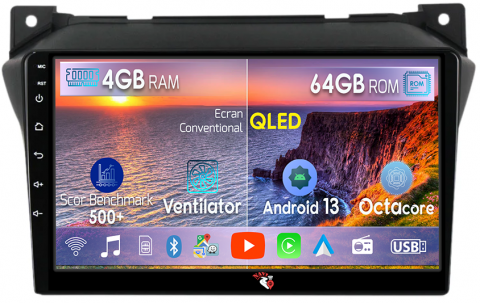 Suzuki - Navigatie dedicata Suzuki Alto 2009-2016, 4GB RAM 64GB ROM, Octacore, Android 13, Display QLED 9", DSP, Carplay, Android Auto, Internet, Youtube, Waze, WIFI, Bluetooth
