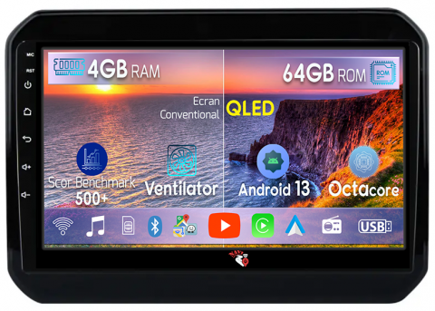 Ignis 2016-2020 - Navigatie dedicata Suzuki Ignis 2016-2020, 4GB RAM 64GB ROM, Octacore, Android 13, Display QLED 9", DSP, Carplay, Android Auto, Internet, Youtube, Waze, WIFI, Bluetooth