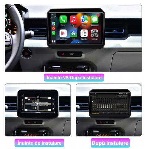 Navigatie dedicata Suzuki Ignis 2016-2020, 12GB RAM 256GB ROM, Android 13, Rezolutie 2K, Display QLED, 9", DSP, Carplay, Android Auto, Internet, Youtube, Waze, Wi Fi, USB [2]