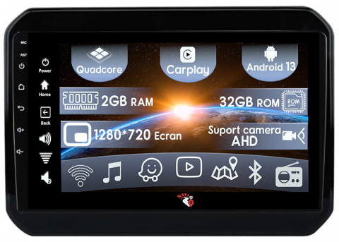 Navigatii 2GB RAM - (Resigilata) Navigatie dedicata Suzuki Ignis 2016-2020, 2GB RAM 32GB ROM, Quad Core, Display 9" IPS Full HD, Carplay, Android 13, Bluetooth, Magazin Play, Suport camere AHD