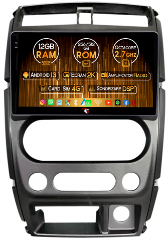 Suzuki - Navigatie dedicata Suzuki Jimny 2007-2012, 12GB RAM 256GB ROM, Android 13, Rezolutie 2K, Display QLED, 9", DSP, Carplay, Android Auto, Internet, Youtube, Waze, Wi Fi, USB