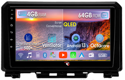 Suzuki - Navigatie dedicata Suzuki Jimny 2018-2020, 4GB RAM 64GB ROM, Octacore, Android 13, Display QLED 9", DSP, Carplay, Android Auto, Internet, Youtube, Waze, WIFI, Bluetooth