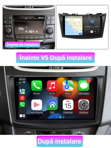 Navigatie dedicata Suzuki Swift 2011-2015, 12GB RAM 256GB ROM, Android 13, Rezolutie 2K, Display QLED, 9", DSP, Carplay, Android Auto, Internet, Youtube, Waze, Wi Fi, USB [4]