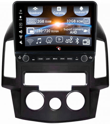 I30 2007-2012 - Navigatie dedicata i30 2007-2012 cu butoane rotative model 2024, 9 Inch, 2GB RAM 32GB ROM, Quadcore, Android 13, WiFi, Bluetooth, Magazin Play