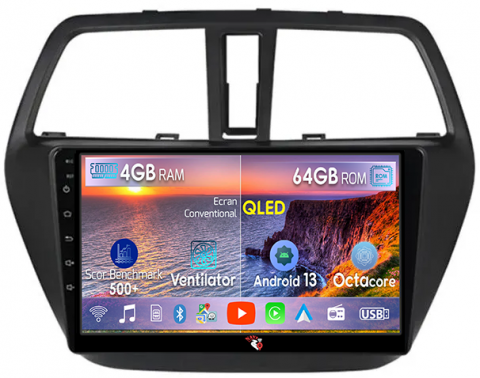 Alfa Romeo - Navigatie dedicata Suzuki SX4 2014 S Cross, 4GB RAM 64GB ROM, Octacore, Android 13, Display QLED 9", DSP, Carplay, Android Auto, Internet, Youtube, Waze, WIFI, Bluetooth