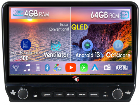 Touareg 2002-2012 - Navigatie dedicata Touareg 2003-2010 cu butoane rotative model 2024, 4 GB RAM 64 ROM, Quadcore, Android 13, Display QLED, 9", DSP, Carplay, Android Auto, Internet, Youtube , Waze , WI-FI
