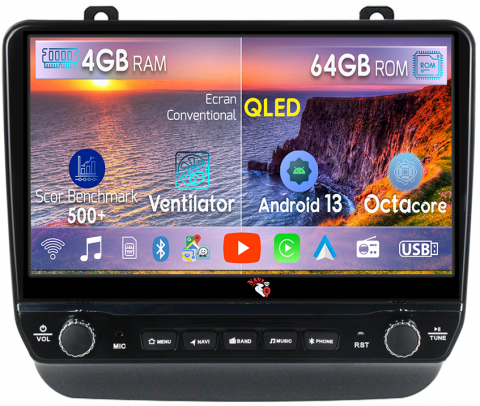 Touareg 2012-2017 - Navigatie dedicata Touareg 2012-2015 cu butoane rotative model 2024, 4 GB RAM 64 ROM, Quadcore, Android 13, Display QLED, 9", DSP, Carplay, Android Auto, Internet, Youtube , Waze , WI-FI