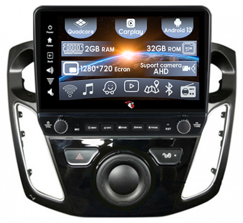 Focus 3 (2011-2018) - Navigatie dedicata Ford Focus 2011-2015 cu butoane rotative model 2024, 2GB RAM 32GB ROM, Android 13, Display QLED, 9", DSP, Carplay, Android Auto, Internet, Youtube , Waze , WI-FI