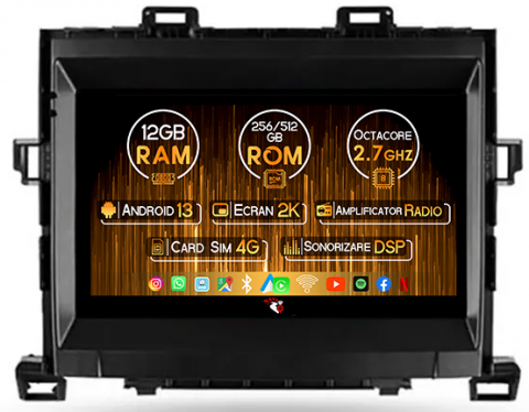 Toyota - Navigatie dedicata Toyota Alphard 2008-2014, 12GB RAM 256GB ROM, Android 13, Rezolutie 2K, Display QLED, 9", DSP, Carplay, Android Auto, Internet, Youtube, Waze, Wi Fi, USB