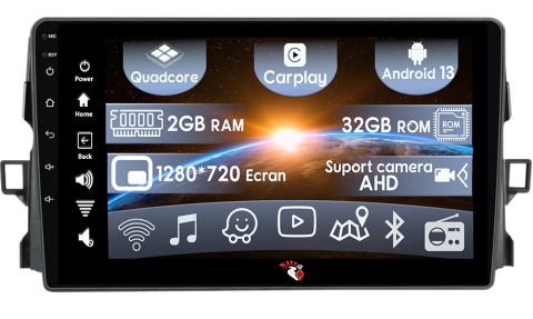 Toyota - (Resigilata) Navigatie dedicata Toyota Auris 2006-2011, 2GB RAM 32GB ROM, Quad Core, Display 9" IPS Full HD, Carplay, Android 13, Bluetooth, Magazin Play, Suport camere AHD