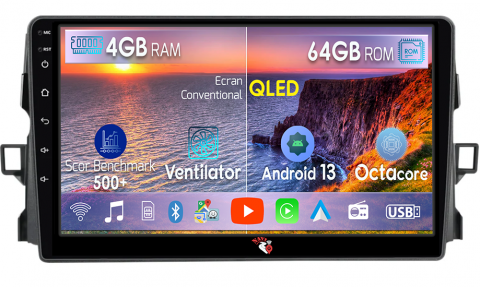 Auris 2006-2011 - Navigatie dedicata Toyota Auris 2006-2011, 4GB RAM 64GB ROM, Octacore, Android 13, Display QLED 9", DSP, Carplay, Android Auto, Internet, Youtube, Waze, WIFI, Bluetooth