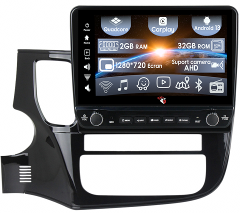 Outlander 2012-2018 - Navigatie dedicata Mitsubishi Outlander 2012-2018 cu butoane rotative model 2024, 10 Inch, 2GB RAM 32GB ROM, Quadcore, Android 13, WiFi, Bluetooth, Magazin Play