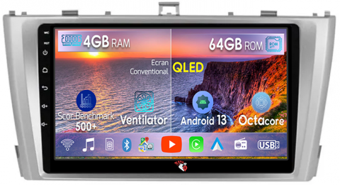 Toyota - Navigatie dedicata Toyota Avensis 2008 - 2015, 4GB RAM 64GB ROM, Octacore, Android 13, Display QLED 9", DSP, Carplay, Android Auto, Internet, Youtube, Waze, WIFI, Bluetooth
