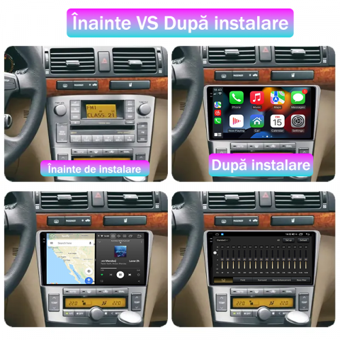 Navigatie dedicata Toyota Avensis 2002-2008 Silver, 12GB RAM 256GB ROM, Android 13, Rezolutie 2K, Display QLED, 9", DSP, Carplay, Android Auto, Internet, Youtube, Waze, Wi Fi, USB [4]