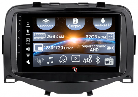 Navigatii 2GB RAM - (Resigilata) Navigatie dedicata Toyota Aygo 2016, 2GB RAM 32GB ROM, Quad Core, Display 9" IPS Full HD, Carplay, Android 13, Bluetooth, Magazin Play, Suport camere AHD