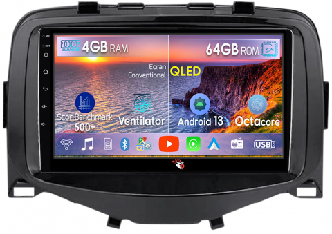 Peugeot 108 2016 - Navigatie dedicata Toyota Aygo/ Peugeot 108/ Citroen C1 2016, 4GB RAM 64GB ROM, Octacore, Android 13, Display QLED 9", DSP, Carplay, Android Auto, Internet, Youtube, Waze, WIFI, Bluet