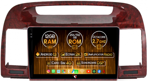 Camry 2002-2006 - Navigatie dedicata Toyota Camry 2002-2006,12GB RAM 256GB ROM, Android 13, Rezolutie 2K, Display QLED, 9", DSP, Carplay, Android Auto, Internet, Youtube, Waze, Wi Fi, USB