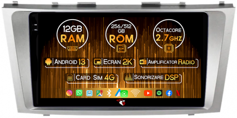 Toyota - Navigatie dedicata Toyota Camry 2006-2011, 12GB RAM 256GB ROM, Android 13, Rezolutie 2K, Display QLED, 9", DSP, Carplay, Android Auto, Internet, Youtube, Waze, Wi Fi, USB