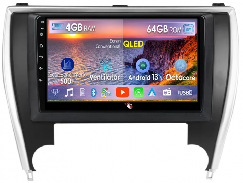 Camry 2014-2017 - Navigatie dedicata Toyota Camry 2014-2017, 4 GB RAM 64 ROM, Android 13, Display QLED, 10", DSP, Carplay, Android Auto, Internet, Youtube, Waze, WI-FI, USB, Bluetooth