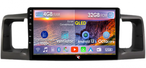 Toyota - Navigatie dedicata Toyota Corolla 2000-2004, 4GB RAM 32GB ROM, Octacore, Android 14, Display QLED 1K 9", DSP, Carplay&Android Auto, SIM 4G, Bluetooth, Ventilator Activ