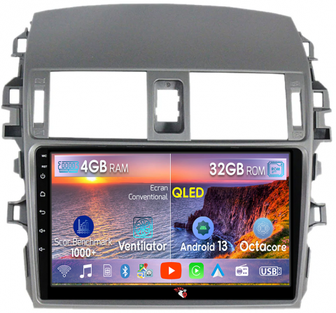 Corolla 2006-2013 - Navigatie dedicata Toyota Corolla 2006-2013, 4 GB RAM 32 ROM, Android 13, Display QLED 1K, 9", DSP, Carplay, Android Auto, Internet, Youtube, Waze, WI-FI, USB, Bluetooth