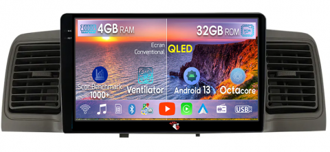 Corolla EX 2007-2012 - Navigatie dedicata Toyota Corolla 2007-2012, 4 GB RAM 32 ROM, Android 13, Display QLED 1K, 9", DSP, Carplay, Android Auto, Internet, Youtube, Waze, WI-FI, USB, Bluetooth