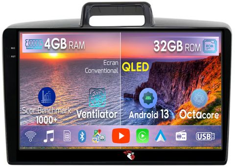 Toyota - Navigatie dedicata Toyota Corolla Axio 2015-2017, 4GB RAM 32GB ROM, Octacore, Android 14, Display QLED 1K 9", DSP, Carplay&Android Auto, SIM 4G, Bluetooth, Ventilator Activ