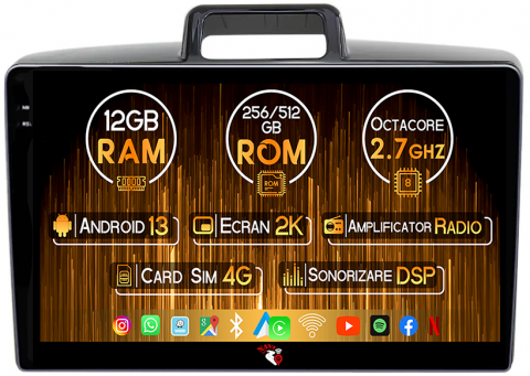 Corolla Axio 2015-2017 - Navigatie dedicata Toyota Corolla Axio 2015-2017, 12GB RAM 256GB ROM, Android 13, Rezolutie 2K, Display QLED, 9", DSP, Carplay, Android Auto, Internet, Youtube, Waze, Wi Fi, USB