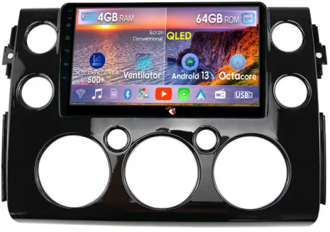 FJ Cruiser J15 2006-2020 - Navigatie dedicata Toyota FJ 2006-2020 Black, 4GB RAM 64GB ROM, Octacore, Android 13, Display QLED 9", DSP, Carplay, Android Auto, Internet, Youtube, Waze, WIFI, Bluetooth