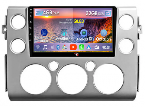 FJ Cruiser J15 2006-2020 - Navigatie dedicata Toyota FJ Cruiser J15 2006-2020, 4GB RAM 32GB ROM, Octacore, Android 14, Display QLED 1K 9", DSP, Carplay&Android Auto, SIM 4G, Bluetooth, Ventilator Activ