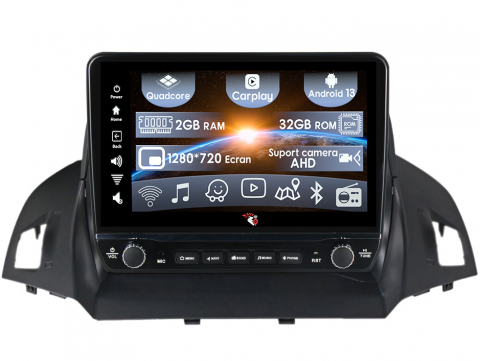 Kuga 2 Escape 3 2012-2019 - Navigatie dedicata Ford Kuga 2012-2019 cu butoane rotative model 2024, 9 Inch, 2GB RAM 32GB ROM, Quadcore, Android 13, WiFi, Bluetooth, Magazin Play