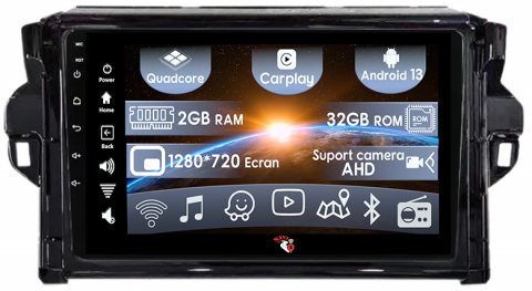 Fortuner 2015-2020 - (Resigilata) Navigatie dedicata Toyota Fortuner 2015-2020, 2GB RAM 32GB ROM, Quad Core, Display 9" IPS Full HD, Carplay, Android 13, Bluetooth, Magazin Play, Suport camere AHD
