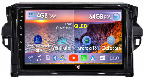 Fortuner 2015-2020 - Navigatie dedicata Toyota Fortuner 2015-2020, 4GB RAM 64GB ROM, Octacore, Android 13, Display QLED 9", DSP, Carplay, Android Auto, Internet, Youtube, Waze, WIFI, Bluetooth