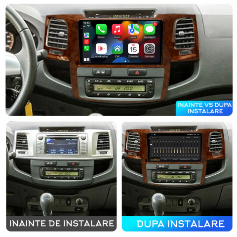 Navigatie dedicata Toyota Fortuner Hilux 2004-2014 AC/Clima, 12GB RAM 256GB ROM, Android 13, Rezolutie 2K, Display QLED, 9", DSP, Carplay, Android Auto, Internet, Youtube, Waze [4]