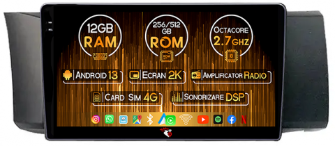 Toyota GT 86 2012-2016 - Navigatie dedicata Toyota GT 86 2012-2016, 12GB RAM 256GB ROM, Android 13, Rezolutie 2K, Display QLED, 9", DSP, Carplay, Android Auto, Internet, Youtube, Waze, Wi Fi, USB