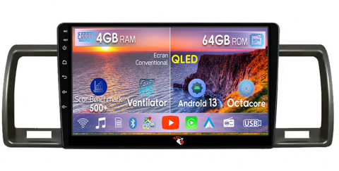 Toyota - Navigatie dedicata Toyota Hiace 2004-2019, 4GB RAM 64GB ROM, Octacore, Android 13, Display QLED 9", DSP, Carplay, Android Auto, Internet, Youtube, Waze, WIFI, Bluetooth